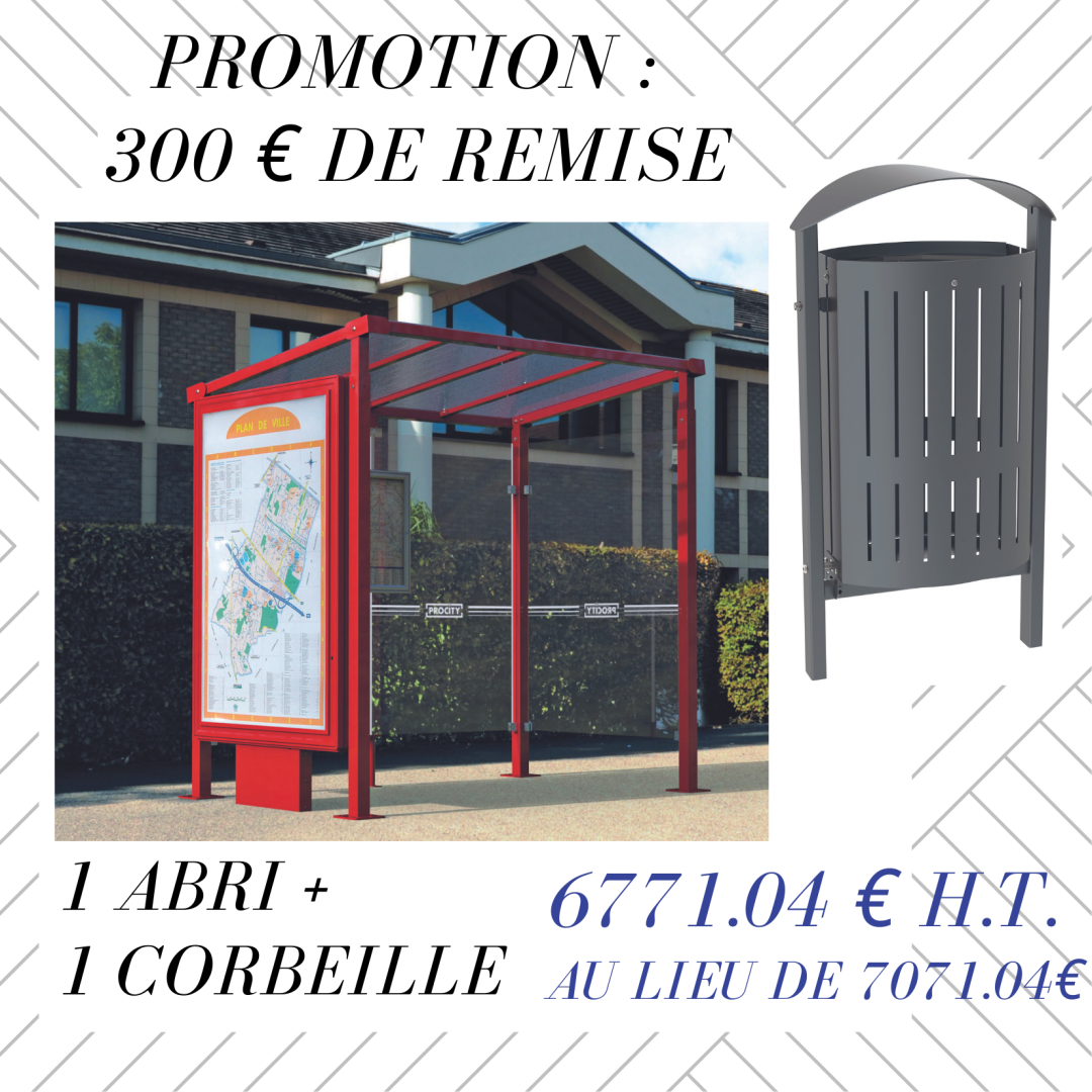 Abri scolaire et poubelle de rue