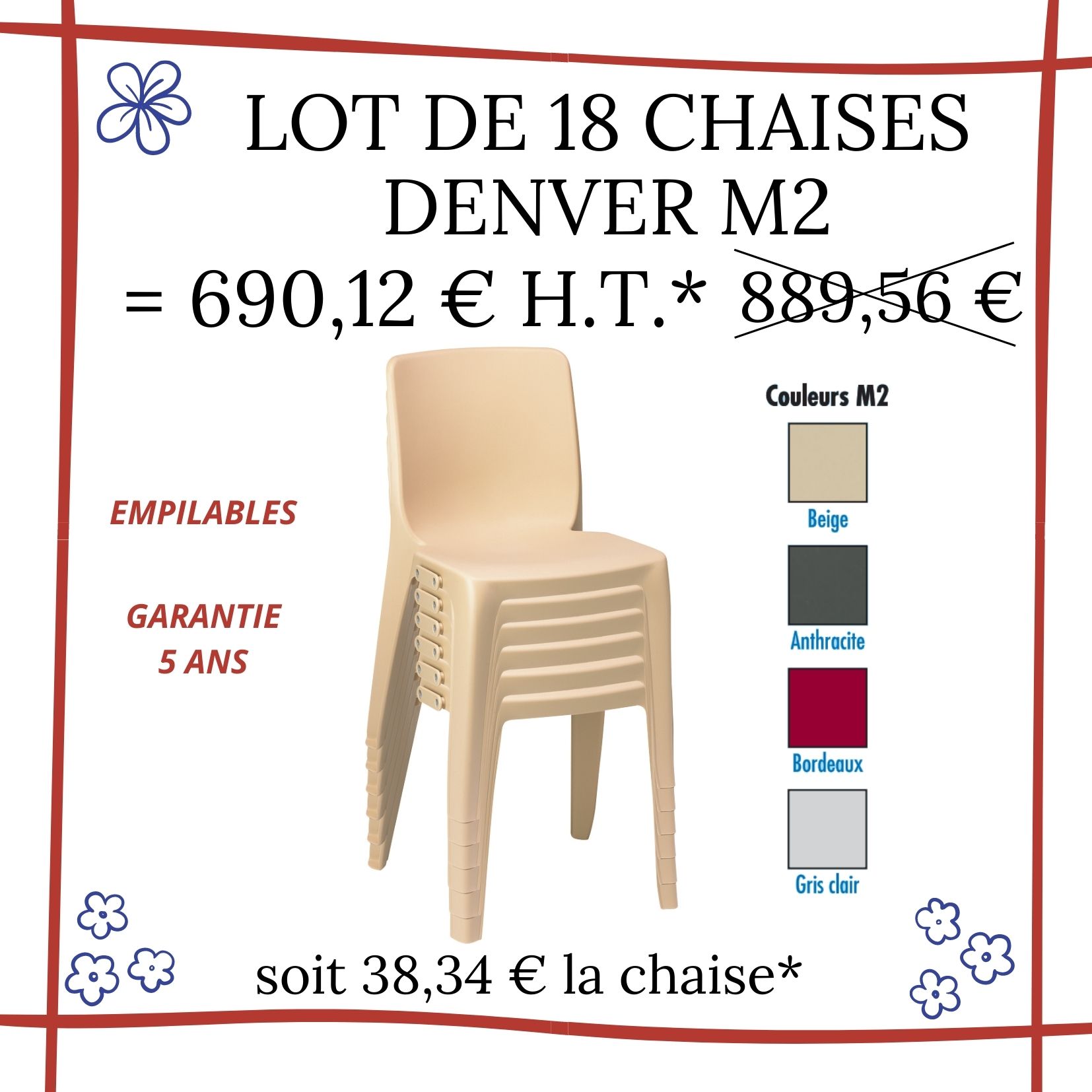 Offre Leader collectivité : lot de chaises Denver