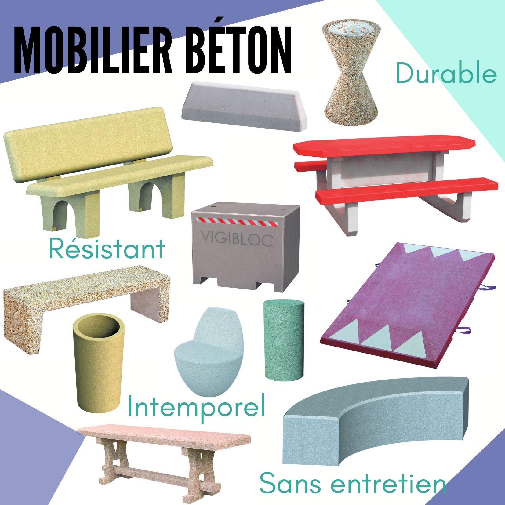 Mobilier extérieur béton avec Leader Collectivités
