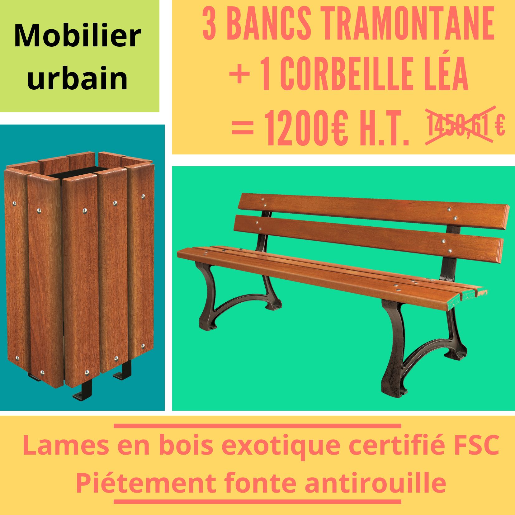 table de pique nique recyclée aménagement extérieur Leader Collectivités