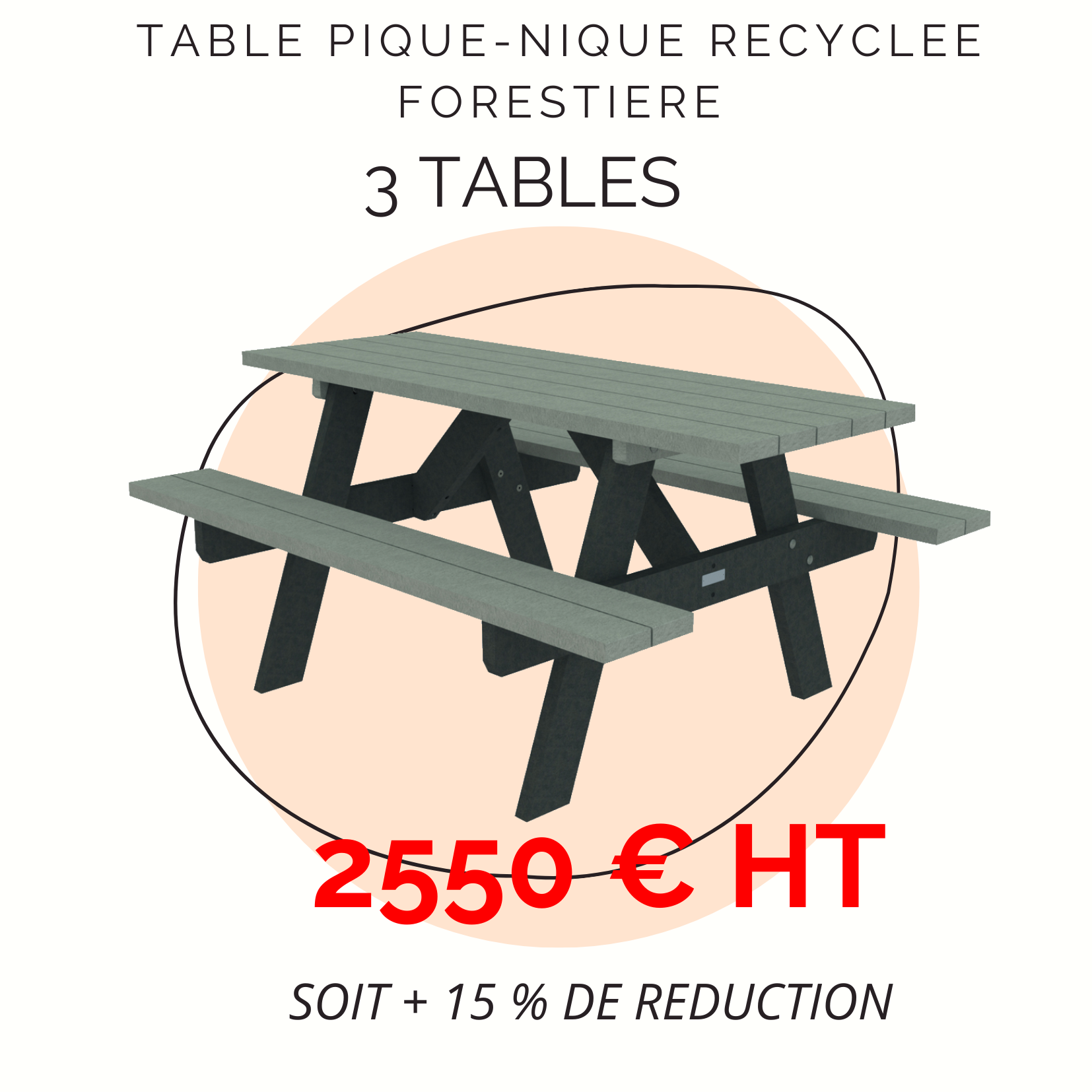 offre leader Collectivités novembre table de pique nique recyclée aménagement extérieur Leader Collectivités